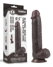 LoveToy - Dildo Met Sliding Skin Technologie - 21 x 4.5 cm - Bruin-Erotiekvoordeel.nl