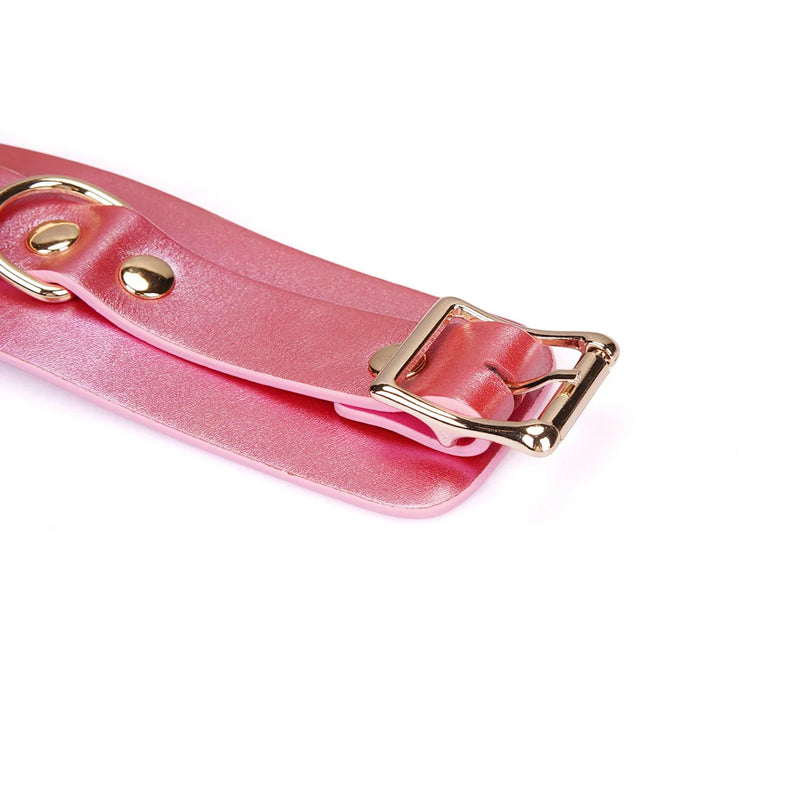 Liebe Seele - Lustre Rosa - Lederen Polsboeien - Parelmoer Roze-Erotiekvoordeel.nl