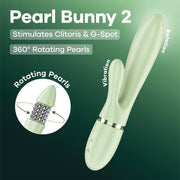 Satisfyer - Pearl Bunny 2 - Roterende Rabbit Vibrator - Lichtgroen-Erotiekvoordeel.nl