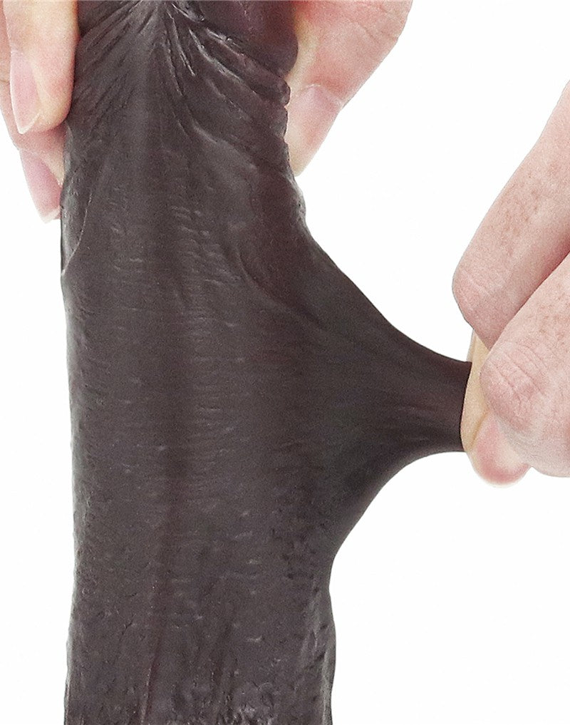 LoveToy - Dildo Met Sliding Skin Technologie - 17.5 x 3.5 cm - Bruin-Erotiekvoordeel.nl