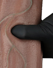 LoveToy - Dubbellaags Siliconen Dildo XXL - Lengte 33 cm - Diameter 7.6 cm - Bruin-Erotiekvoordeel.nl