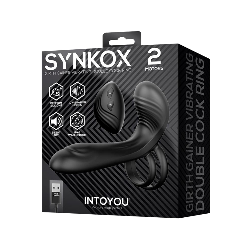 IY - Synkox - Vibrerende Penisverlenger met Afstandsbediening – Zwart-Erotiekvoordeel.nl