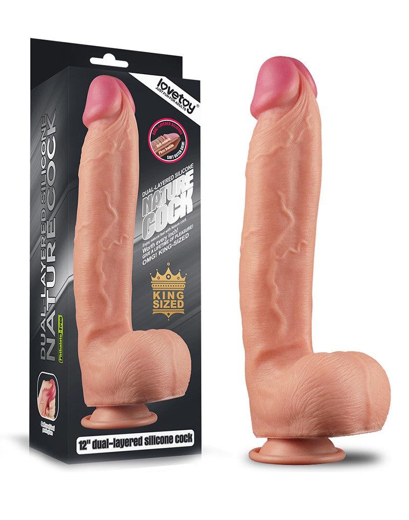 LoveToy - Realistische XXL Dildo Met Zuignap 30.5 cm - Lichte Huidskleur-Erotiekvoordeel.nl