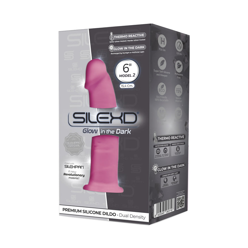 XXXSILEXD - Thermoreactieve Realistische Dildo - Model 2 - 15 cm - Glow-in-the Dark Pink-Erotiekvoordeel.nl