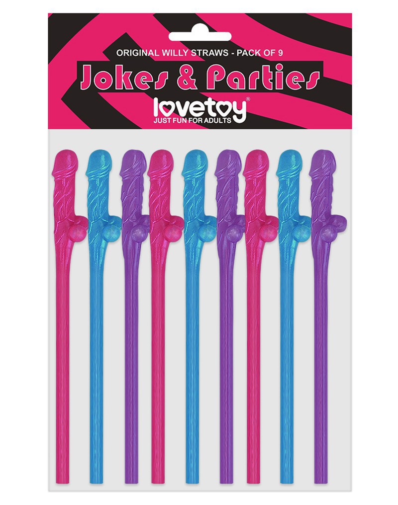 LoveToy - Herbruikbare Piemel Drinkrietjes - Multicolour-Erotiekvoordeel.nl