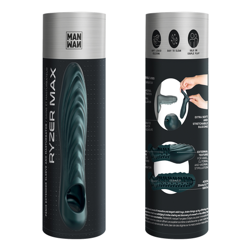 ManWan - Ryzer MAX - Penis Extender en Zachte Masturbatie Sleeve - Pine Grey-Erotiekvoordeel.nl