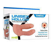 LoveToy - Holle Dubbele Penetratie Strap-on - 15 cm - Lichte Huidskleur-Erotiekvoordeel.nl