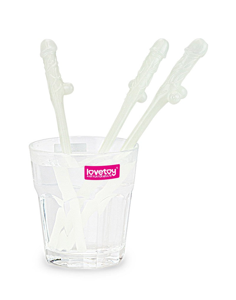 LoveToy - Herbruikbare Piemel Drinkrietjes - Glow In The dark-Erotiekvoordeel.nl