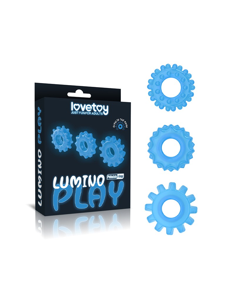 LoveToy - Lumino Play - Cockringen Set 3-delig - Glow In The dark-Erotiekvoordeel.nl