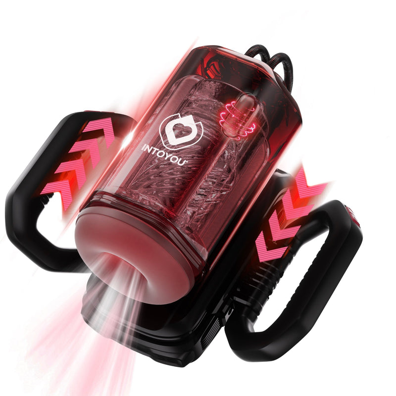 IY - Vexor - 3-in-1 Masturbator - Met Zuig- Stoot- en Vibratiefunctie - Zwart/Rood-Erotiekvoordeel.nl