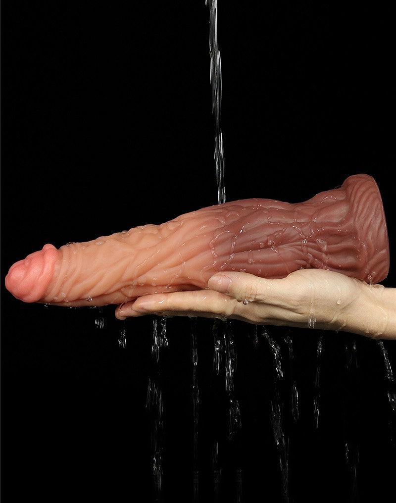 LoveToy - Realistische XXL Dildo 24.5 cm - Lichte/donkere Huidskleur-Erotiekvoordeel.nl