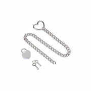 Liebe Seele - Ketting Collar met Hartvormig Hangslot - Zilver-Erotiekvoordeel.nl