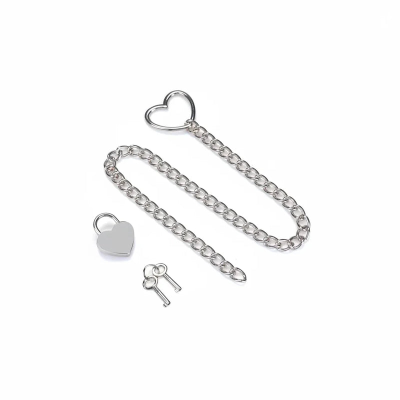 Liebe Seele - Ketting Collar met Hartvormig Hangslot - Zilver-Erotiekvoordeel.nl