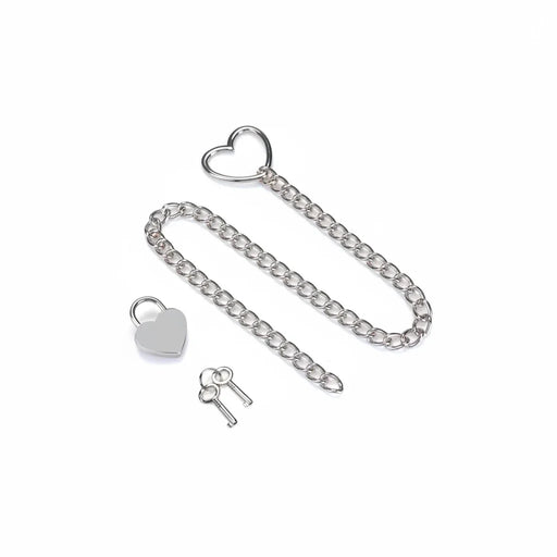 Liebe Seele - Ketting Collar met Hartvormig Hangslot - Zilver-Erotiekvoordeel.nl