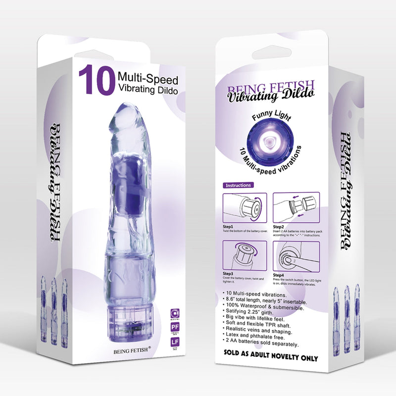 Being Fetish - Multi Speed Vibrating Dildo 7.4" purple-laced-up.nl