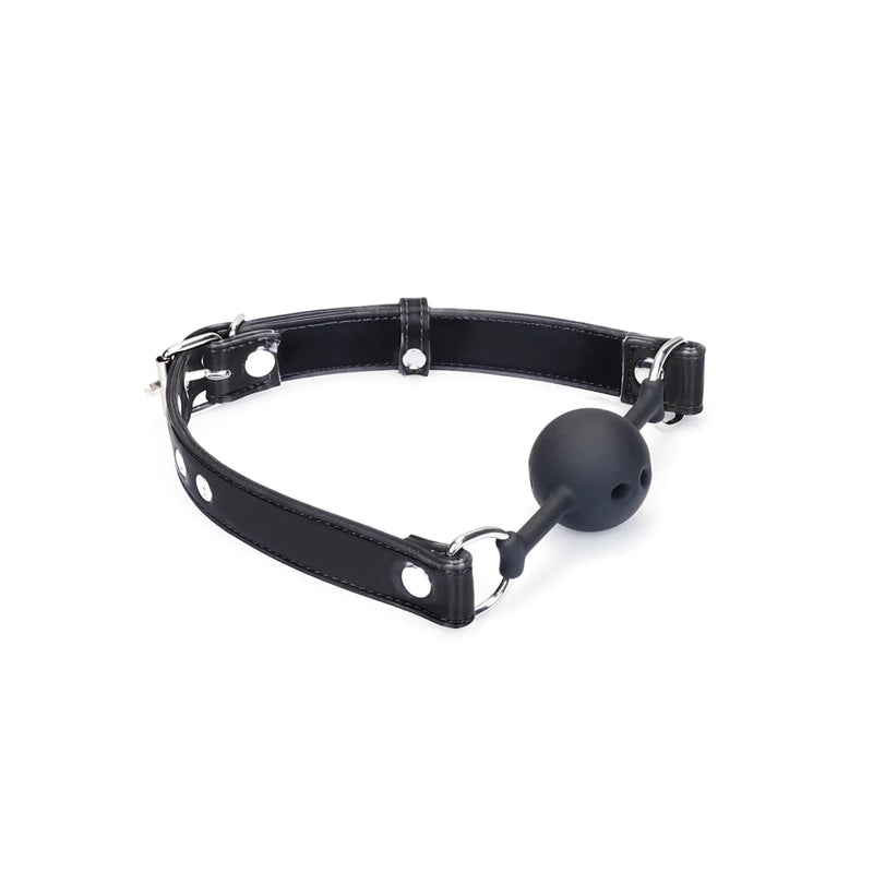 Liebe Seele - Metallic Shade - Ball Gag - Vegan PU Leer/Siliconen - Zwart-Erotiekvoordeel.nl