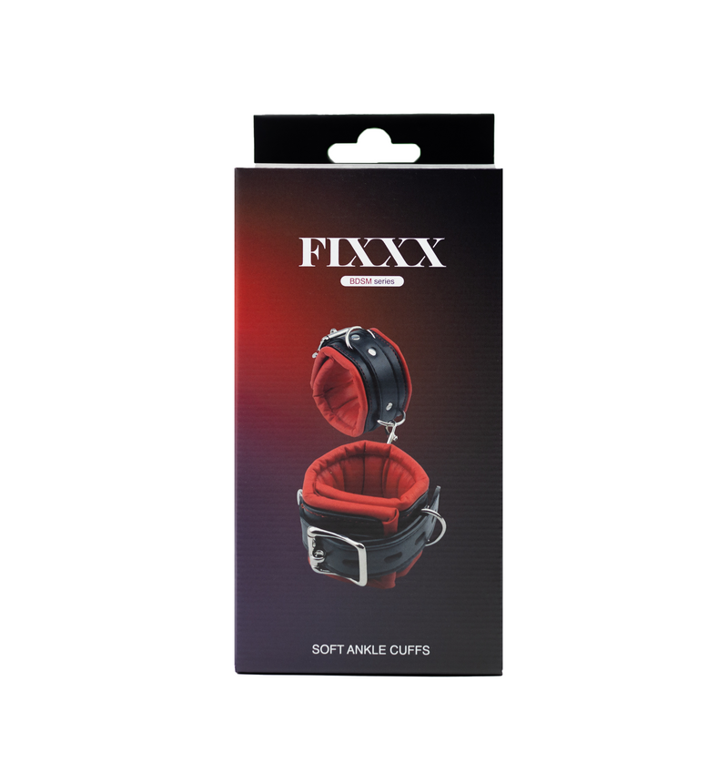 Fixxx - Zacht Gevoerde Enkelboeien - PU Leer - Zwart/Rood-laced-up.nl