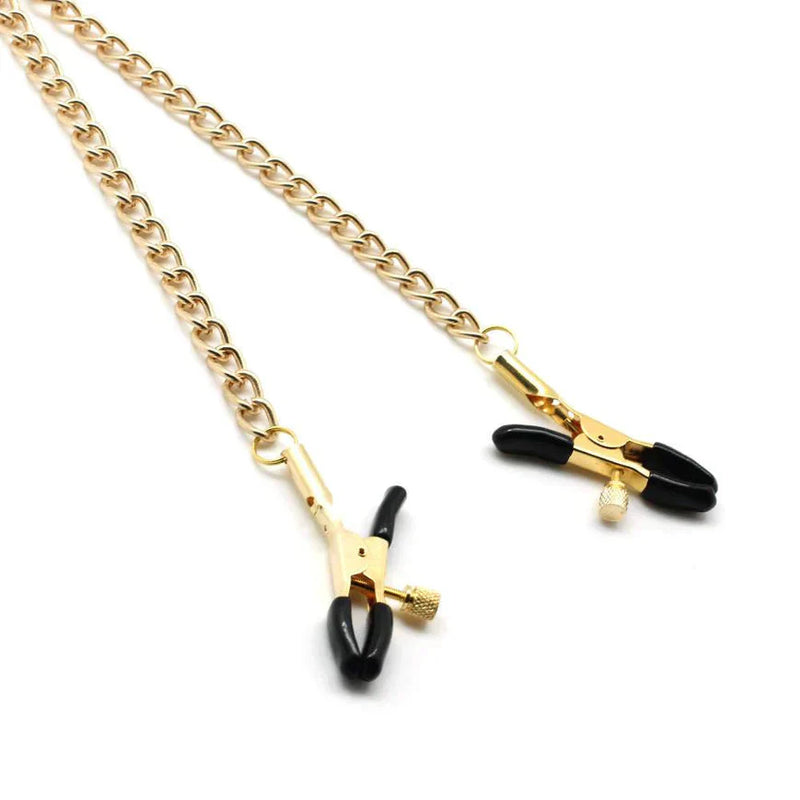 Liebe Seele – Verstellbare Bull Nose Nippelklemmen mit Kette – Gold