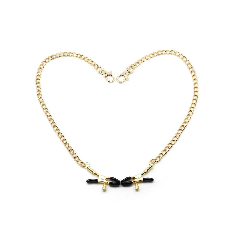 Liebe Seele – Verstellbare Bull Nose Nippelklemmen mit Kette – Gold