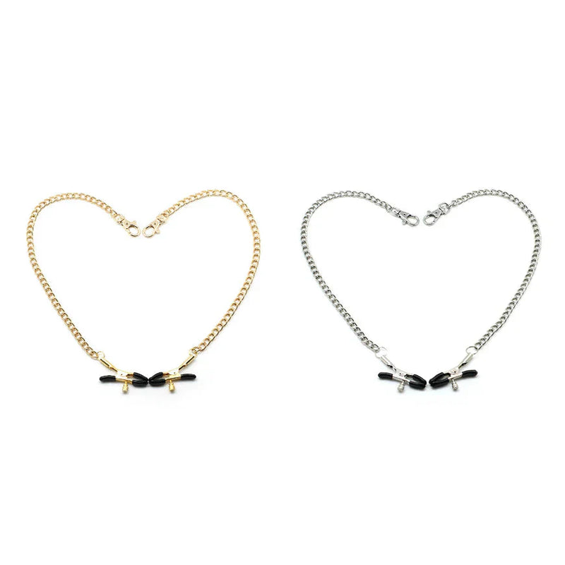Liebe Seele – Verstellbare Bull Nose Nippelklemmen mit Kette – Gold