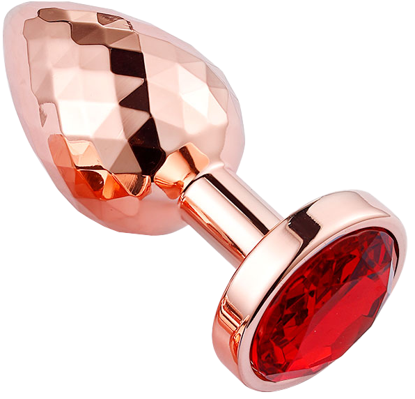 PLGZ - Diamond Facets Anaal Plug - Rosé Goud met Rode Siersteen-laced-up.nl