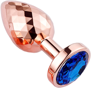 PLGZ - Diamond Facets Metalen Buttplug - Rosé Goud - Blauwe Siersteen - Verkrijgbaar in 3 maten-Laced-up.nl