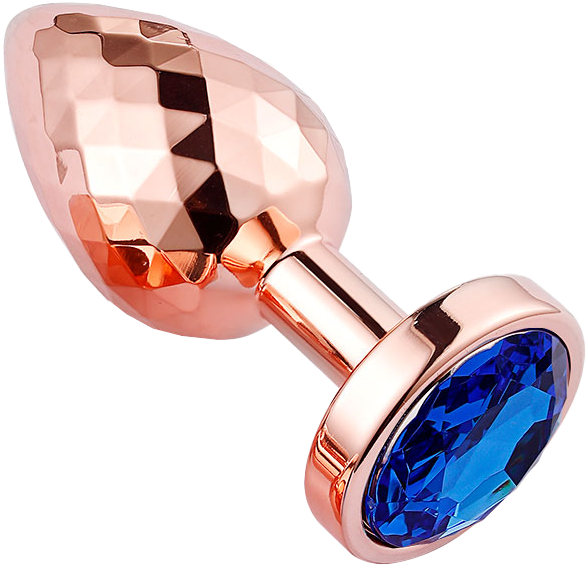 PLGZ - Diamond Facets Metalen Buttplug - Rosé Goud - Blauwe Siersteen - Verkrijgbaar in 3 maten-Laced-up.nl