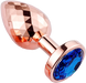 PLGZ - Diamond Facets Metalen Buttplug - Rosé Goud - Blauwe Siersteen - Verkrijgbaar in 3 maten-Erotiekvoordeel.nl