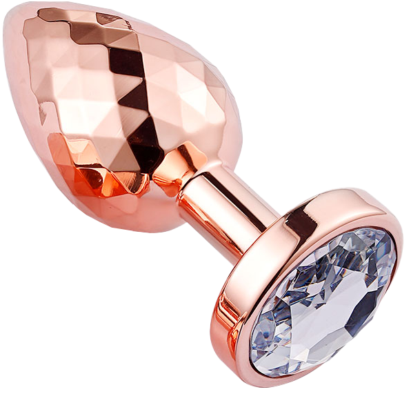 PLGZ - Diamond Facets Anaal Plug - Rosé Goud met Transparante Siersteen-laced-up.nl