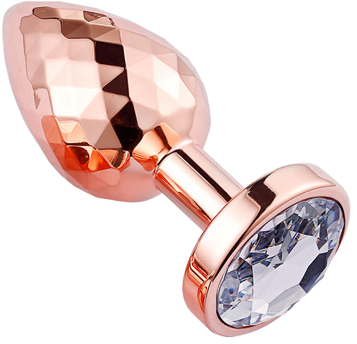 PLGZ - Diamond Facets Anaal Plug - Rosé Goud met Transparante Siersteen-Erotiekvoordeel.nl