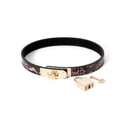 Kiotos Leather - Smalle Collar Met Reptielenprint - Goud/Roze-Laced-up.nl