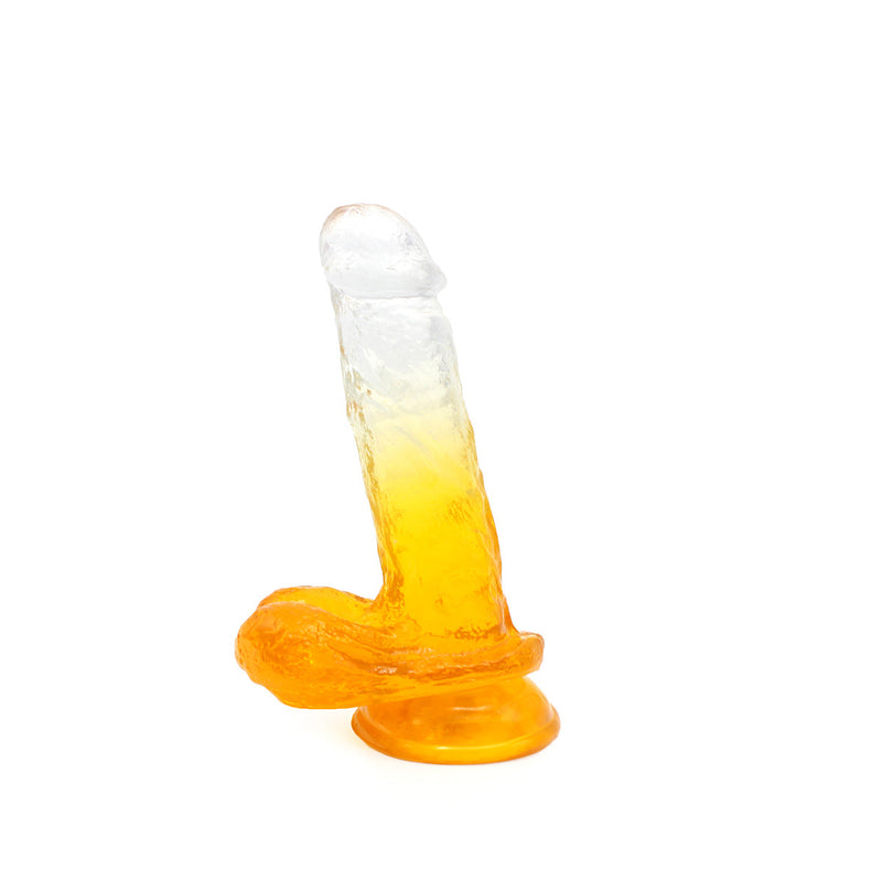 Kiotos Cox Color - Farbiger Dildo 07 - 18 x 4 cm - Transparent/Gelb - Laced-up.nl