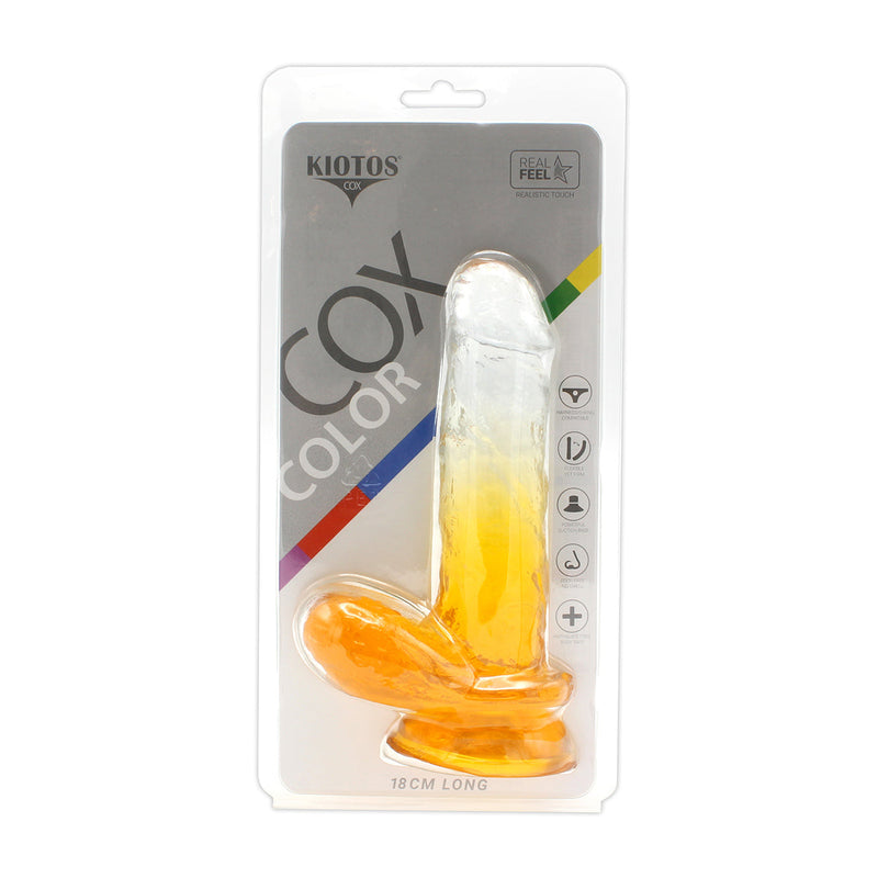 Kiotos Cox Color - Farbiger Dildo 07 - 18 x 4 cm - Transparent/Gelb - Laced-up.nl
