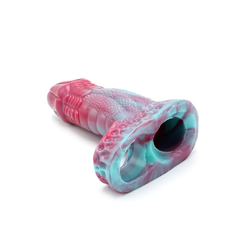 Kiotos Monstar 03 - Penis Sleeve - Penisverlenging - Met Ball Stretcher Opening - Siliconen - Roze Blauw-Laced-up.nl