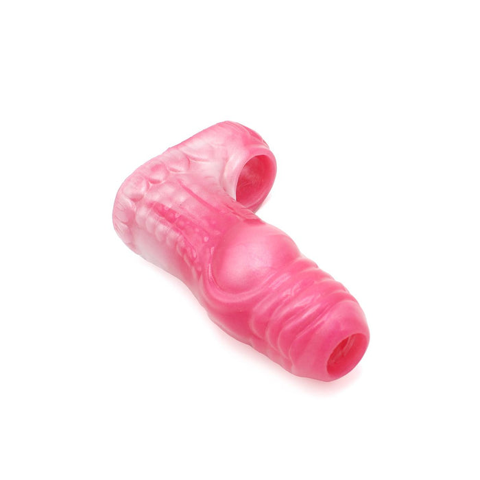 Kiotos Monstar 06 - Penis Sleeve - Penisverlenging - Met Ball Stretcher Opening - Diameter Ø 50 mm - Siliconen - Roze Wit-Laced-up.nl