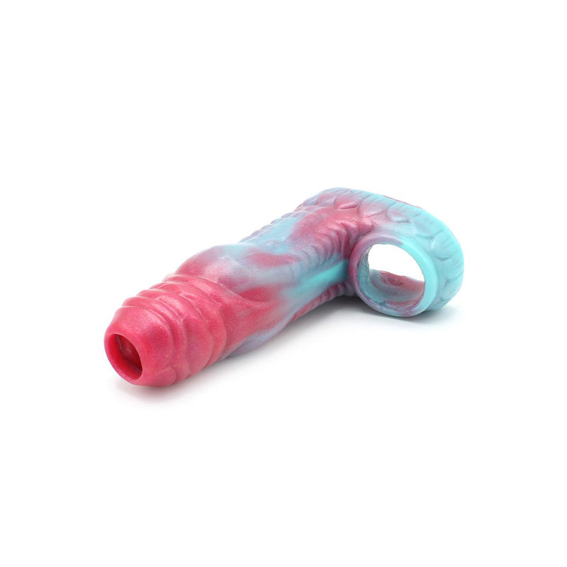 Kiotos Monstar 07 - Penis Sleeve - Penisverlenging - Met Ball Stretcher Opening - Diameter Ø 50 mm - Siliconen - Roze Blauw-Laced-up.nl