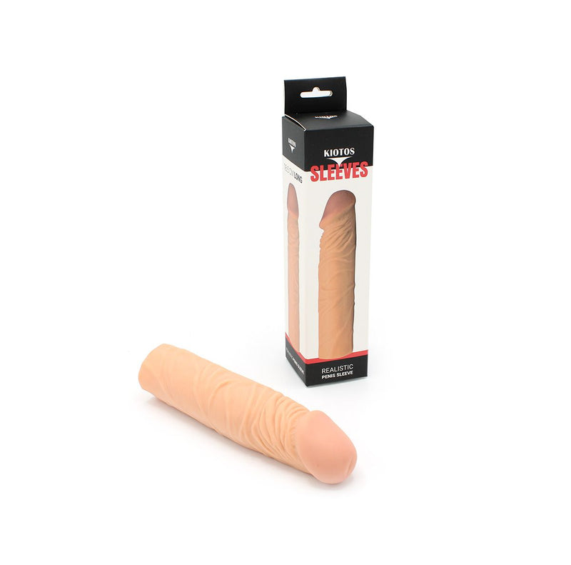 Kiotos - Penis Sleeve van 18.5 cm - Realistische sensatie - TPE - Lichte Huidskleur-Laced-up.nl