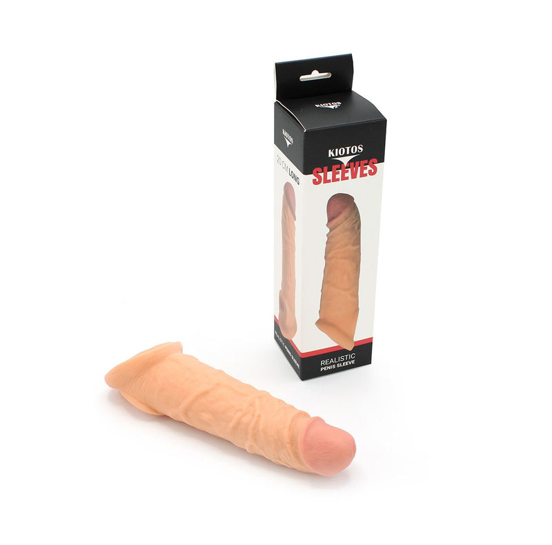 Kiotos - Penis Sleeve van 20 cm - Realistische sensatie - TPE - Lichte Huidskleur-Laced-up.nl