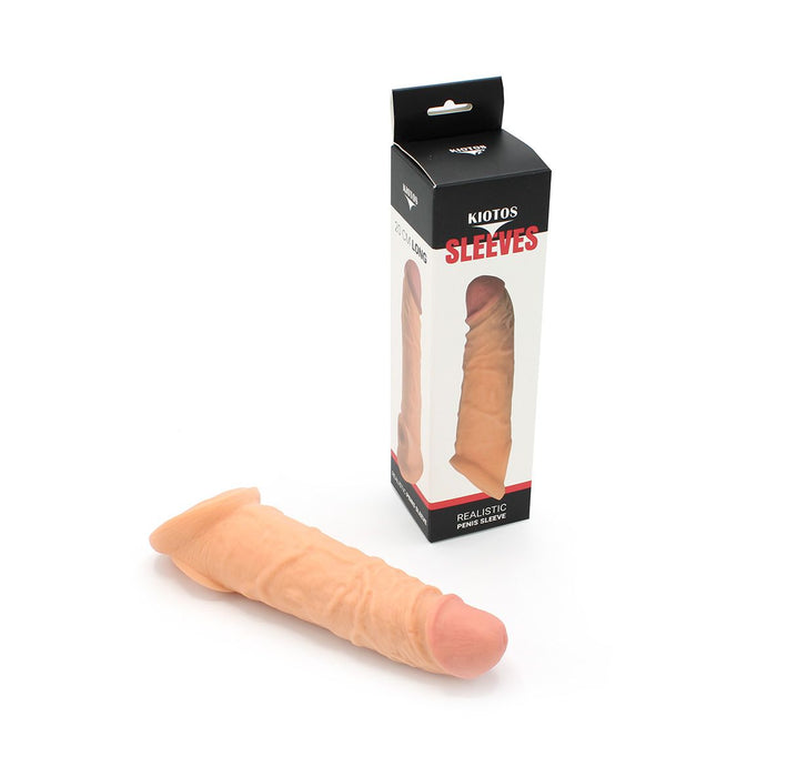 Kiotos - Penis Sleeve van 20 cm - Realistische sensatie - TPE - Lichte Huidskleur-Laced-up.nl