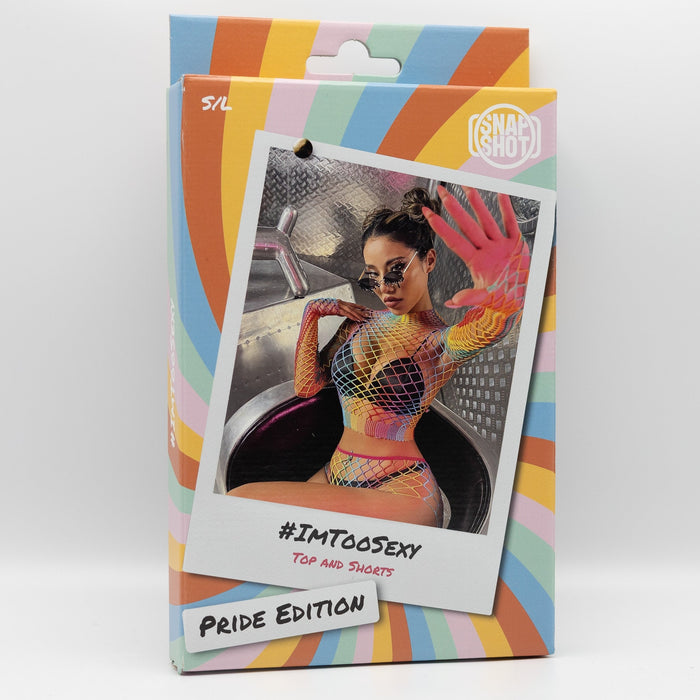 Snapshot - #imtoosexy - Visnet Broekje en Topje en Handschoenen - One Size - Multicolour-Erotiekvoordeel.nl