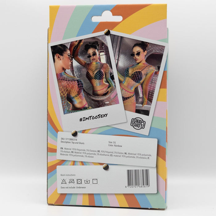 Snapshot - #imtoosexy - Visnet Broekje en Topje en Handschoenen - One Size - Multicolour-Erotiekvoordeel.nl