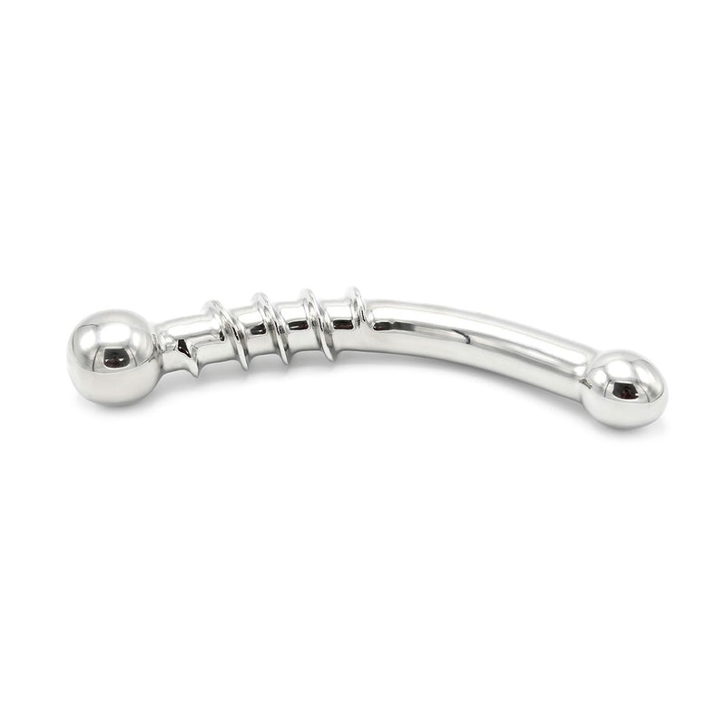 Kiotos - Curve Steel Dildo Twisted - Dildo met Ribbels - RVS-Erotiekvoordeel.nl
