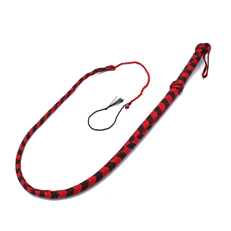 Kiotos - Nylon Bullwhip - Zwart/Rood - 120 cm-laced-up.nl