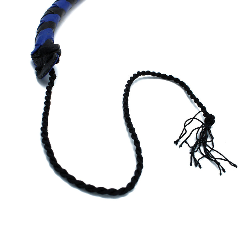 Kiotos - Lederen Single Tail Zweep - Blauw/Zwart - 90 cm-laced-up.nl