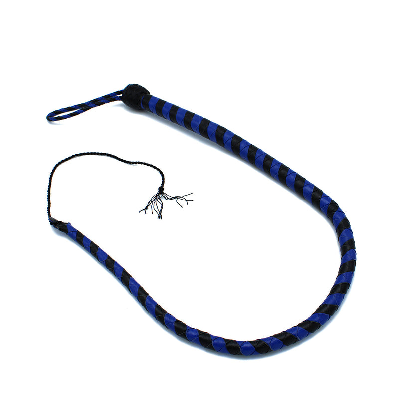 Kiotos - Lederen Single Tail Zweep - Blauw/Zwart - 90 cm-laced-up.nl