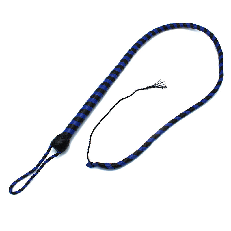 Kiotos - Lederen Single Tail Zweep - Zwart/Blauw - 140 cm-laced-up.nl