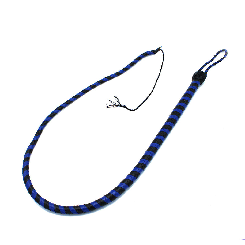 Kiotos - Lederen Single Tail Zweep - Zwart/Blauw - 140 cm-laced-up.nl