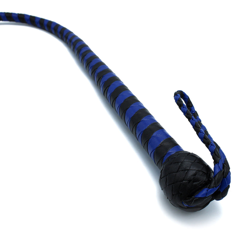 Kiotos - Lederen Single Tail Zweep - Zwart/Blauw - 140 cm-laced-up.nl