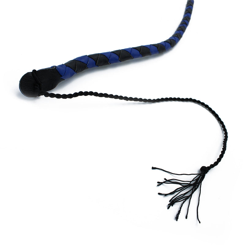 Kiotos - Lederen Single Tail Zweep - Zwart/Blauw - 140 cm-laced-up.nl