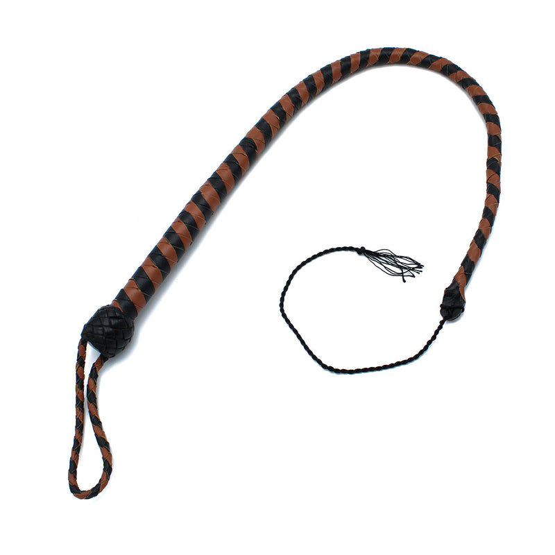 Kiotos - Lederen Single Tail Zweep - Zwart/Bruin - 90 cm-laced-up.nl